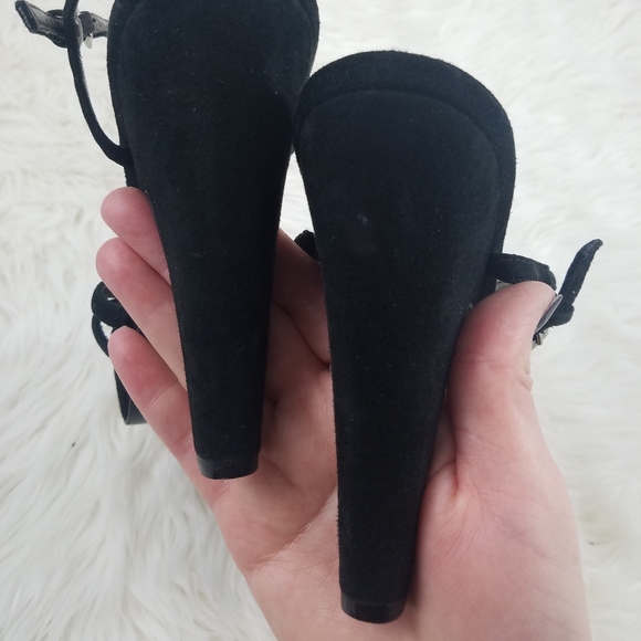 Cassandra Ray Black Suede Strappy Heels Size 9.5 - Picture 3 of 7